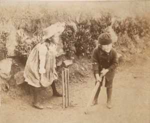 Virginia and Adrian Stephen playing cricket in 1886